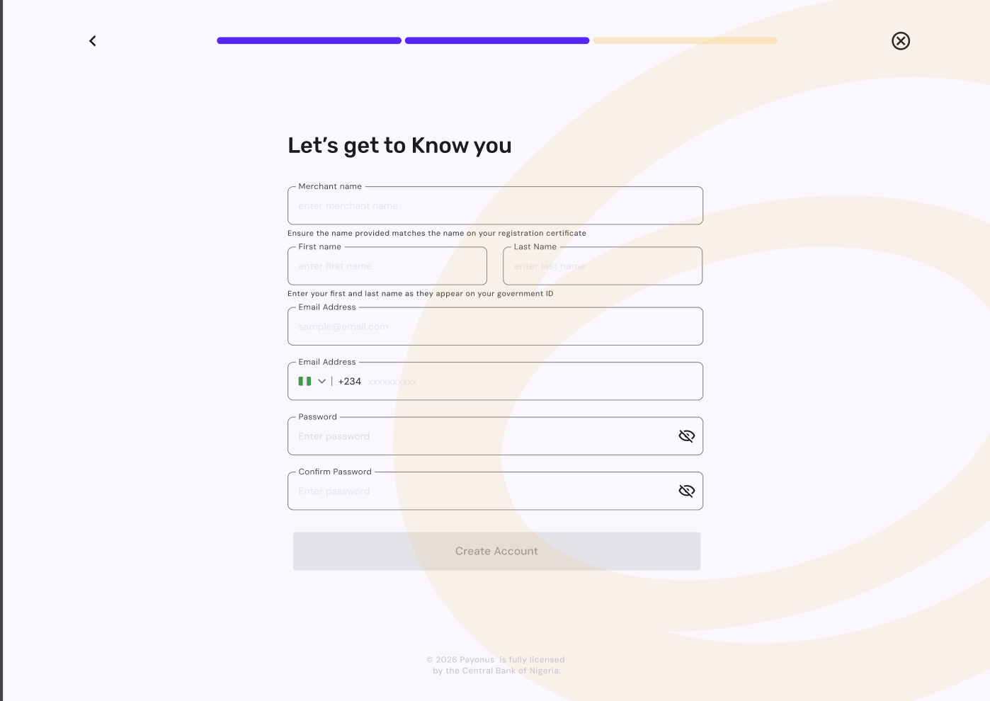 New onboarding: Let's get to know you screen
