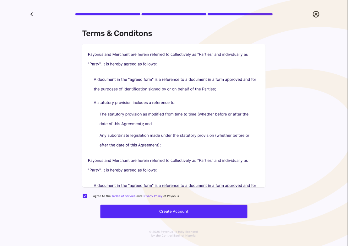 New onboarding: Terms and Conditions screen