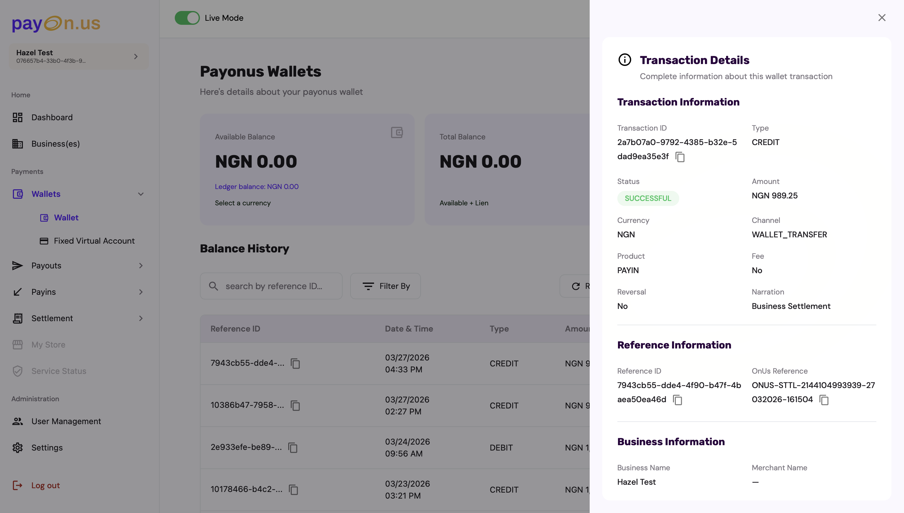 Redesigned transaction detail panel — grouped sections, colour status, copy buttons